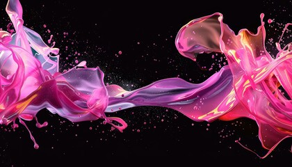 Abstract wallpaper of a pink gradient fluid on a black wallpaper