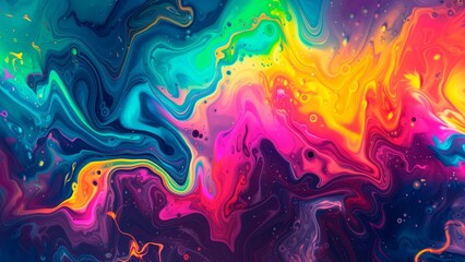 Bright and colorful liquid wavy wallpaper