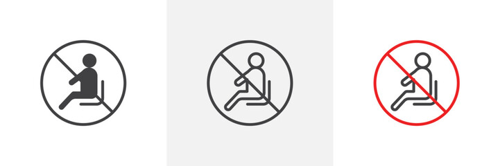 No Sitting Zone Alert. Prohibition on Seating. Do Not Sit Here Warning