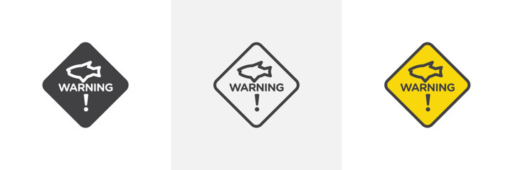 Obraz premium Shark Area Hazard Warning. Danger of Shark Attacks. Marine Predator Alert Sign