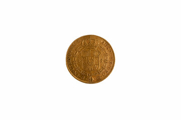 coin, gold, metal, means of payment, finance, round, spain, vint
