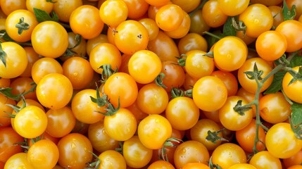 Natural background showcasing the vibrant texture of fresh organic yellow tomatoes