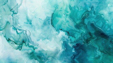 Abstract Watercolor Paint Background with Blue and Green. Liquid, Fluid, Texture, Background,...
