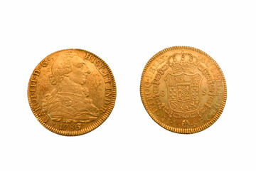 coin, gold, metal, means of payment, finance, round, spain, vint