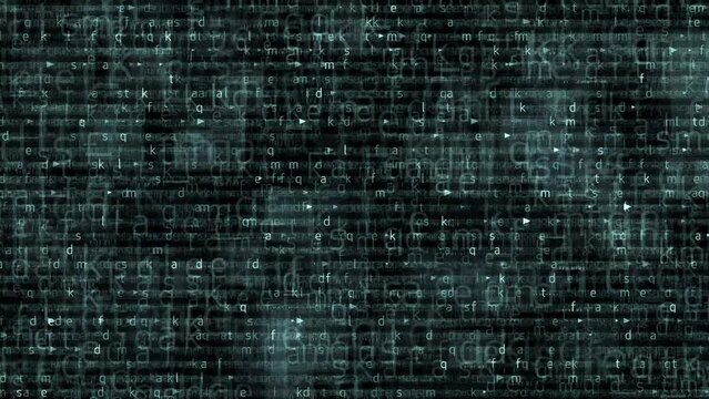 Abstract digital background filled with binary code and English character code on dark background