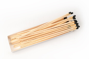 Wooden match close-up isolated on white background