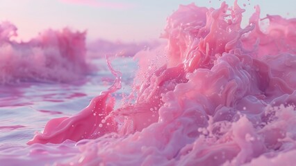 Pink ocean waves splashing wallpaper
