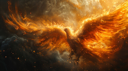 Blazing Renewal: Phoenix Emerges in Fiery Glory, generated by IA 