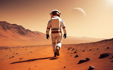 Image of a astronaut walking on Mars