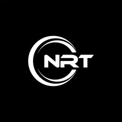 NRT letter logo design with black background in illustrator, cube logo, vector logo, modern alphabet font overlap style. calligraphy designs for logo, Poster, Invitation, etc.