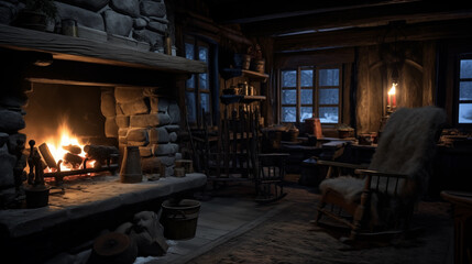 Interior of living room with fireplace © Kokhanchikov
