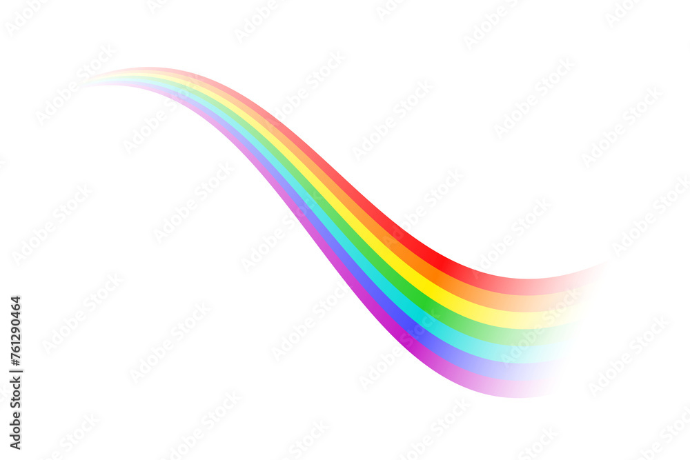 Wall mural Striped rainbow wave perspective with transparency effect isolated PNG