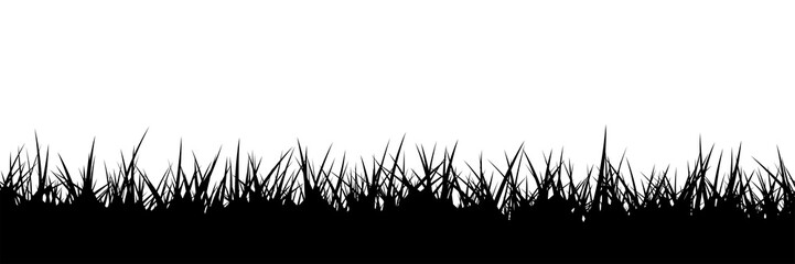 Black border silhouette thick grass seamless texture Isolated PNG