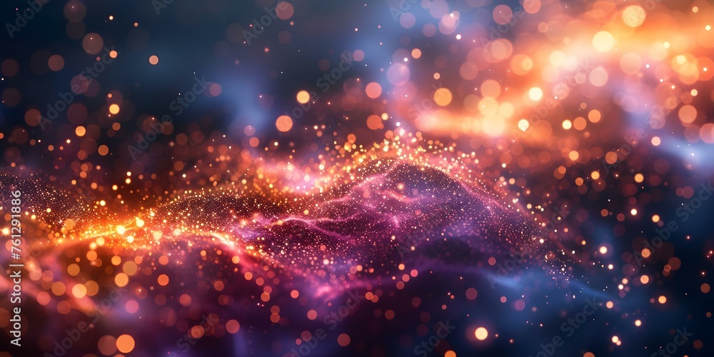 Poster capturing the dynamic beauty of vibrant life with particle dance background images. concept particle