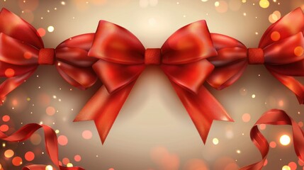Luxury greeting cards decoration concept with red bows and ribbon element. AI generated image