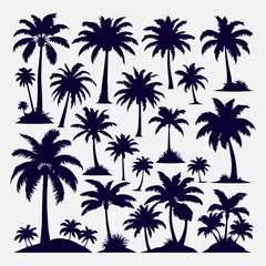 Fototapeta na wymiar flat design palm trees silhouette collection
