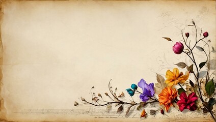 Elegantly sketched florals on a vintage-inspired paper background, merging art and old-world charm