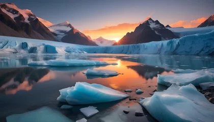 Foto auf Acrylglas sunset over the glacier  © One Click