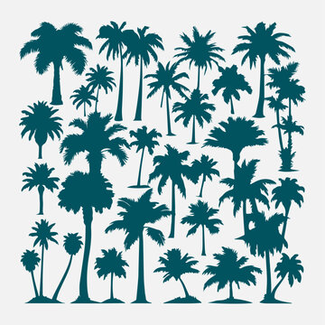 flat design palm trees silhouette collection