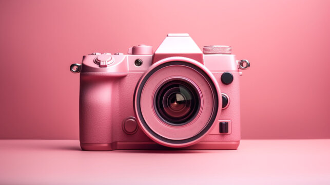 Monochrome Pink Vintage Camera