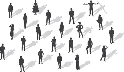 people silhouette set on white background, vector