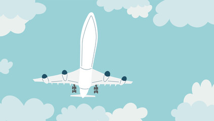 plane flying view from below, vector