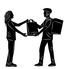 parcel delivery, delivery of order silhouette on white background, vector
