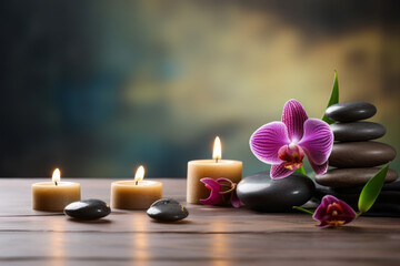 Spa Ambiance with Candle and Orchids