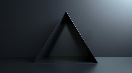 3D Rendering abstract geometric triangle podium shape on black background. AI generated image