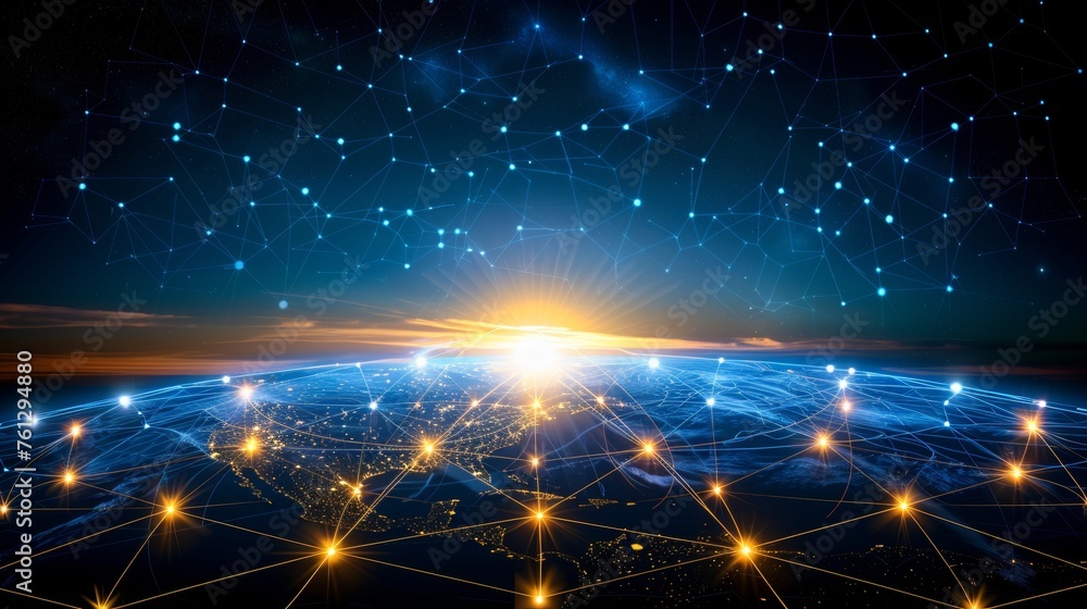 Poster global network linking earth through advanced perceptron lines for extensive worldwide connectivity