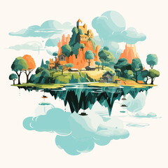 A surreal dreamscape with floating islands upside-