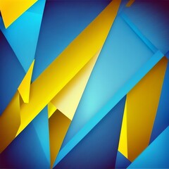 blue yellow abstract background for design. Geometric shapes. Triangles, squares, stripes, lines. Color gradient. Modern, futuristic. Colorful. Bright. Web banner fragmented texture Generative AI 