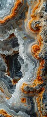 Fototapeta premium A close-up of intricate mineral formations revealing hidden patterns The camera angle is overhead, capturing the mesmerizing details Photography, Overcast lighting,