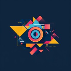 Fototapeta premium Camera logo with geometric shapes 