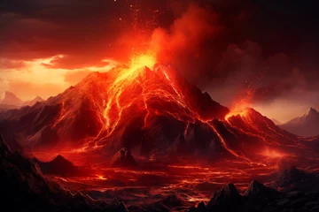 Deurstickers Dramatic volcanic lava eruption © Kokhanchikov