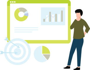 A boy is thinking about analytic chart.