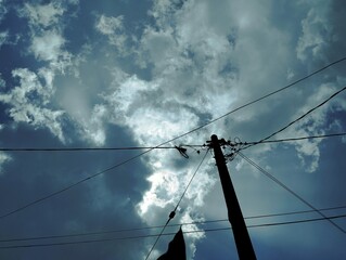 Silhouette of electric pole under the sky