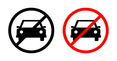 Vehicle Access and Parking Ban. No Cars Allowed Sign. Car Driving Restriction Symbol
