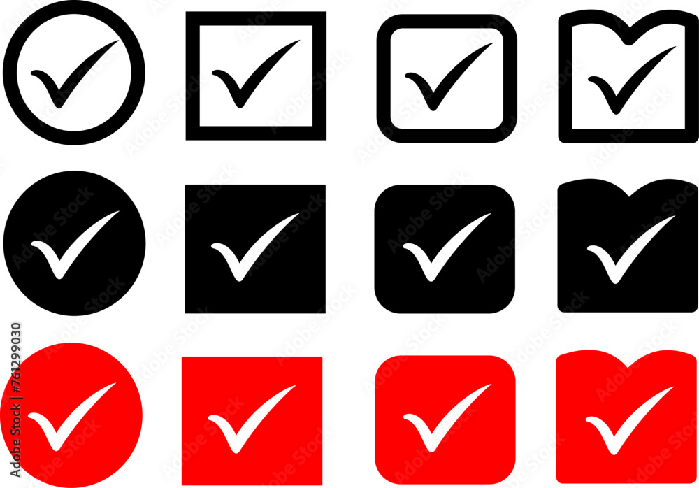 Aufkleber check mark icons. replaceable vector design.