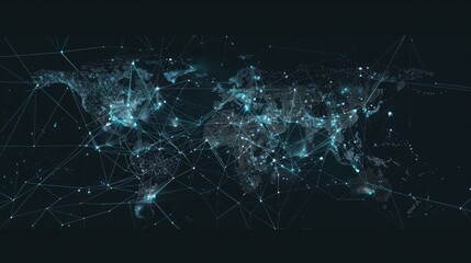 Global network connection with world map. Generative AI