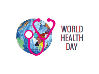 World health day illustration in paper style,Gradient world health day background.World health day concept with dna and globe inside a heart,