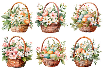 Fototapeta na wymiar Traditional Baskets Adorned with Cheerful Painted Eggs