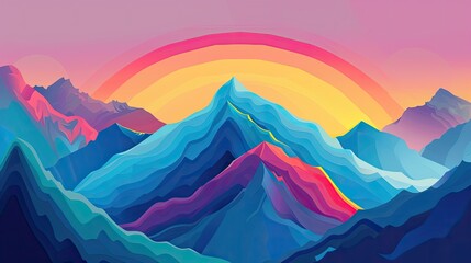 Mountain rainbow. Generative AI - obrazy, fototapety, plakaty