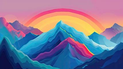 Foto auf Alu-Dibond Mountain rainbow. Generative AI © Roman