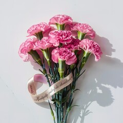 Pink carnations flower for Mother's day on white background