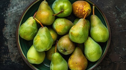 Pears in bowl. Generative AI