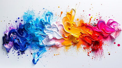 Colorful Splatter: Vibrant White Background for Creative Graphic Design