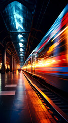 Speeding Through: Capturing the Vibrant Energy of Passing Trains at a Station Platform