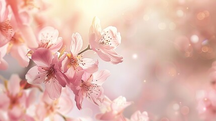Sakura flowers banner. Generative AI