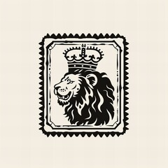 Stamp style logo with a king and 